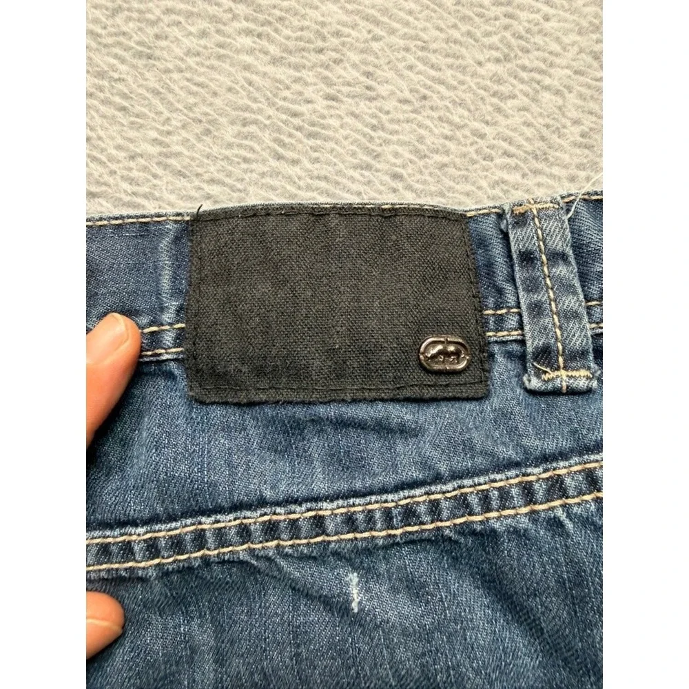Ecko Unltd Mens Blue Denim Jeans Straight Relaxed Fit Streetwear Size 34x31